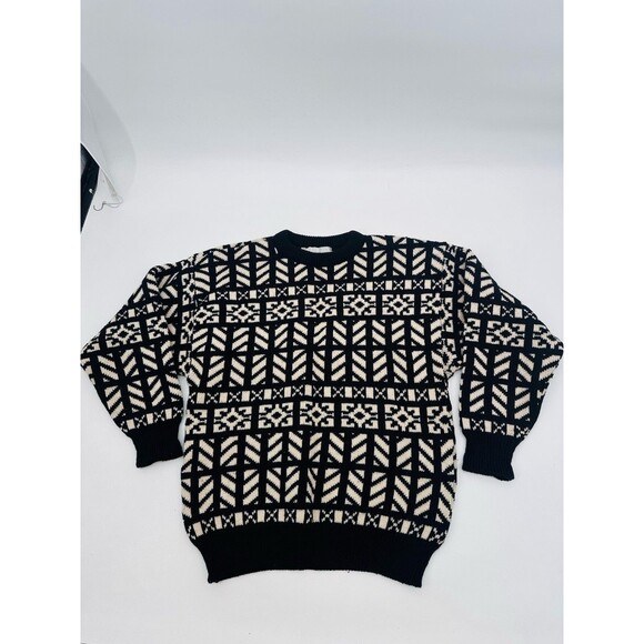 Vintage National Trust Sweater Mens L Wool Geometric  Nature RARE Britain 90s - Picture 1 of 7
